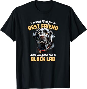 I Asked God For a Best Friend He Gave Me a Black Lab Dog Mom Men Women Girls Kids T-Shirt