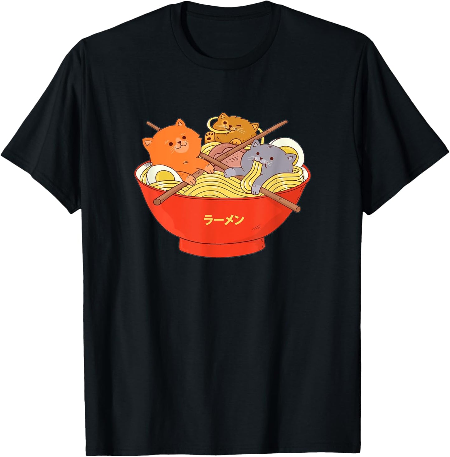 Kawaii Anime Cat Shirt Japanese Ramen Noodles Gift TShirt T-Shirt