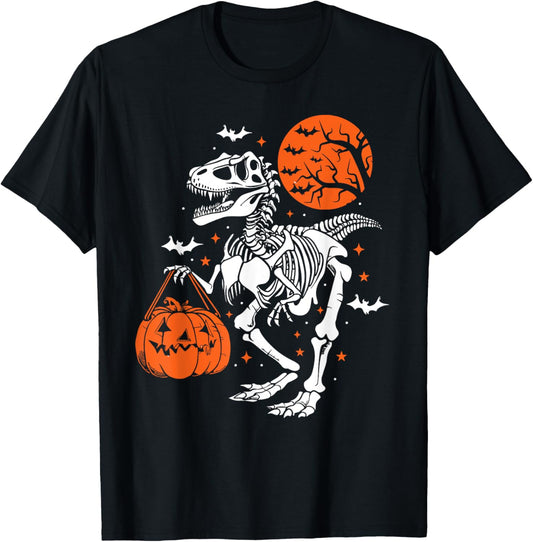 Halloween shirts for Boys Kids Dinosaur Skeleton T rex Scary T-Shirt
