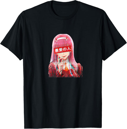 Animemes Darling Japanese Anime Zero Two T-Shirt - Black, Small