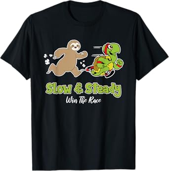 Slow and Steady win the race, Sloth & Turtle running T-Shirt