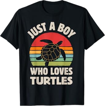 Turtle Just A Boy Who Loves Turtles Reptiles Retro Vintage T-Shirt