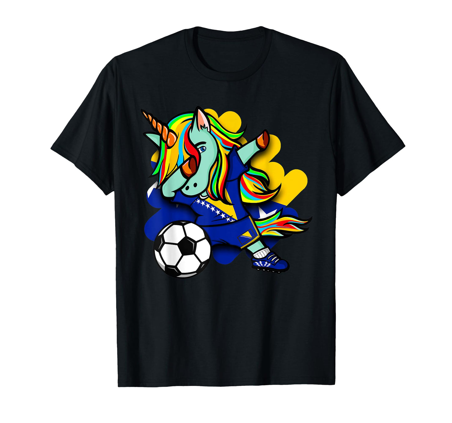 Cute Dabbing Unicorn Bosnia Herzegovina Soccer Lovers Jersey T-Shirt