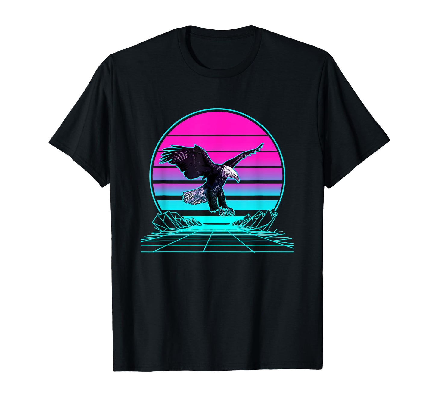 Vintage Retro Sunset Bald Eagle T-Shirt