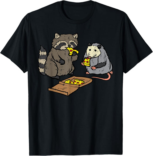 Raccoon Opossum Eating Pizza Funny Street Cats Men Women Kid T-Shirt