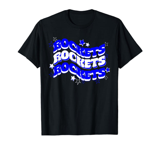 Rockets Blue White School Spirit Rockets Sports Womens T-Shirt