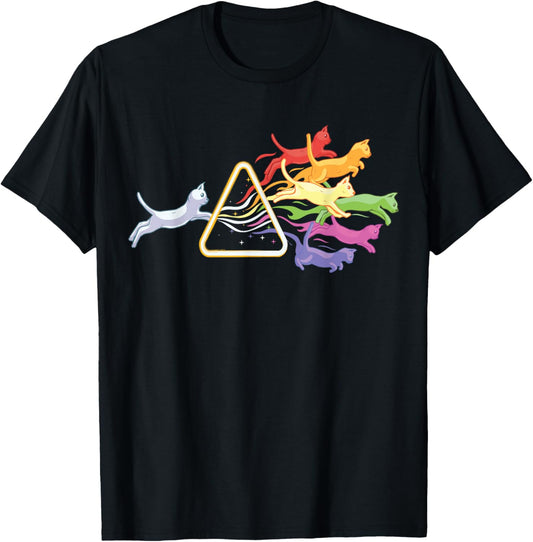 Cat Prism Rainbow Light Funny Physics Science T-Shirt