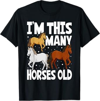 Kids 3 Years Old Girl Horses Old 3rd Birthday Kids T-Shirt