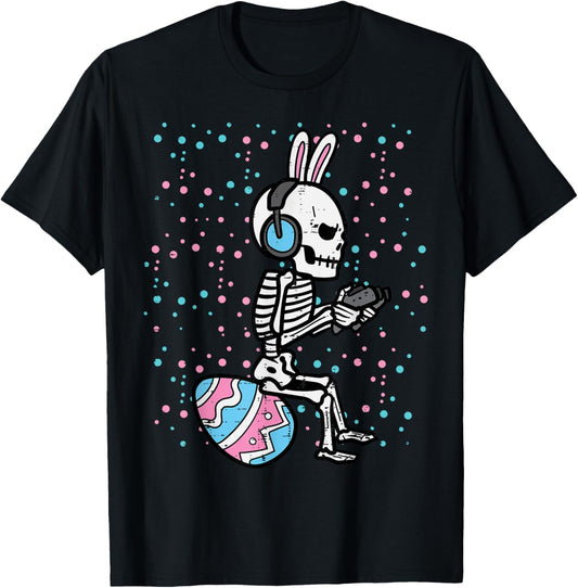 Easter Bunny Skeleton Gamer Funny Gaming Boys Kids Men Teens T-Shirt