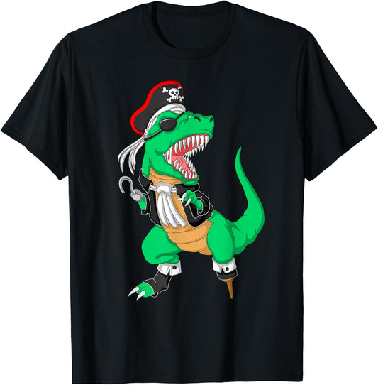 Dinosaur T Rex Pirate Halloween Costume Gift Men Women Kids T-Shirt
