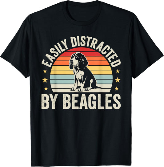 Easily Distracted By Beagles Funny Beagle Lover Dog Walking T-Shirt
