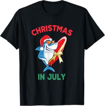 Shark Christmas In July Summer Vacation Beach Men Women Kids T-Shirt