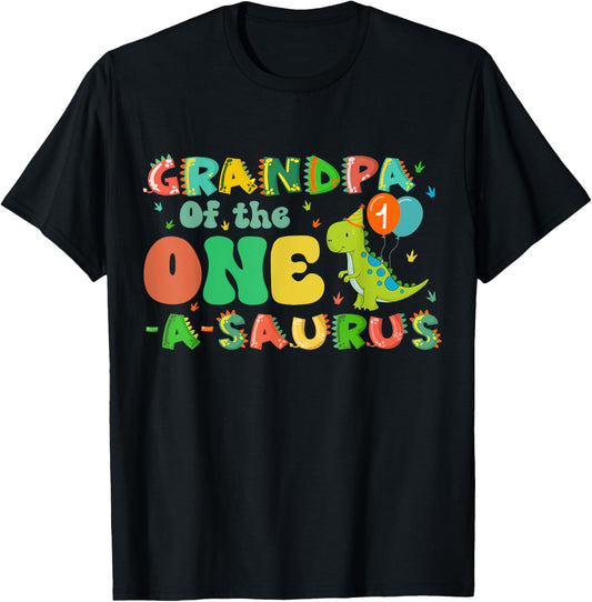 Grandpa Of The One-A-Saurus 1st Birthday Boy Dinosaur Family T-Shirt
