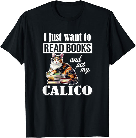 Cute Read Books Calico Cat Lover T-Shirt