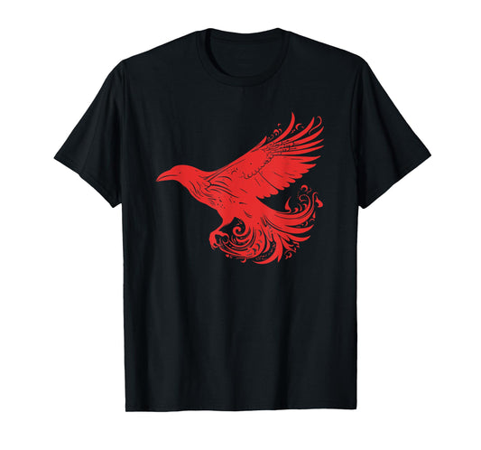 Crow Red Raven Norse Mythology Viking Vikings lover T-Shirt