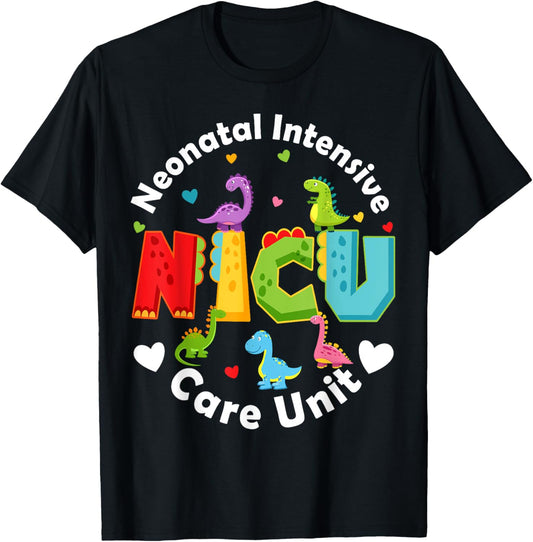 NICU Nurse Dinosaur Funny Nursing Students Girls Women T-Shirt