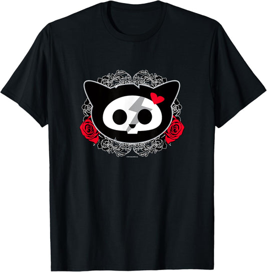 Kit Cat Floral Rose & Hearts Vintage Big Face T-Shirt