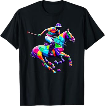 Pop Art Polo Horseback Riding Horses Equestrian Horse T-Shirt