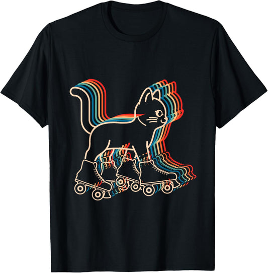 Cat Roller Skates Vintage Fun Skating Lifestyle Hobby T-Shirt