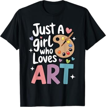 Just a Girl Who Loves Art Cute Back To School Kids Girls T-Shirt