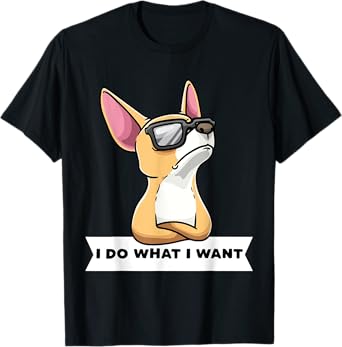 Stubborn Chiweenie Dog With Sunglasses T-Shirt for Men Women Kids