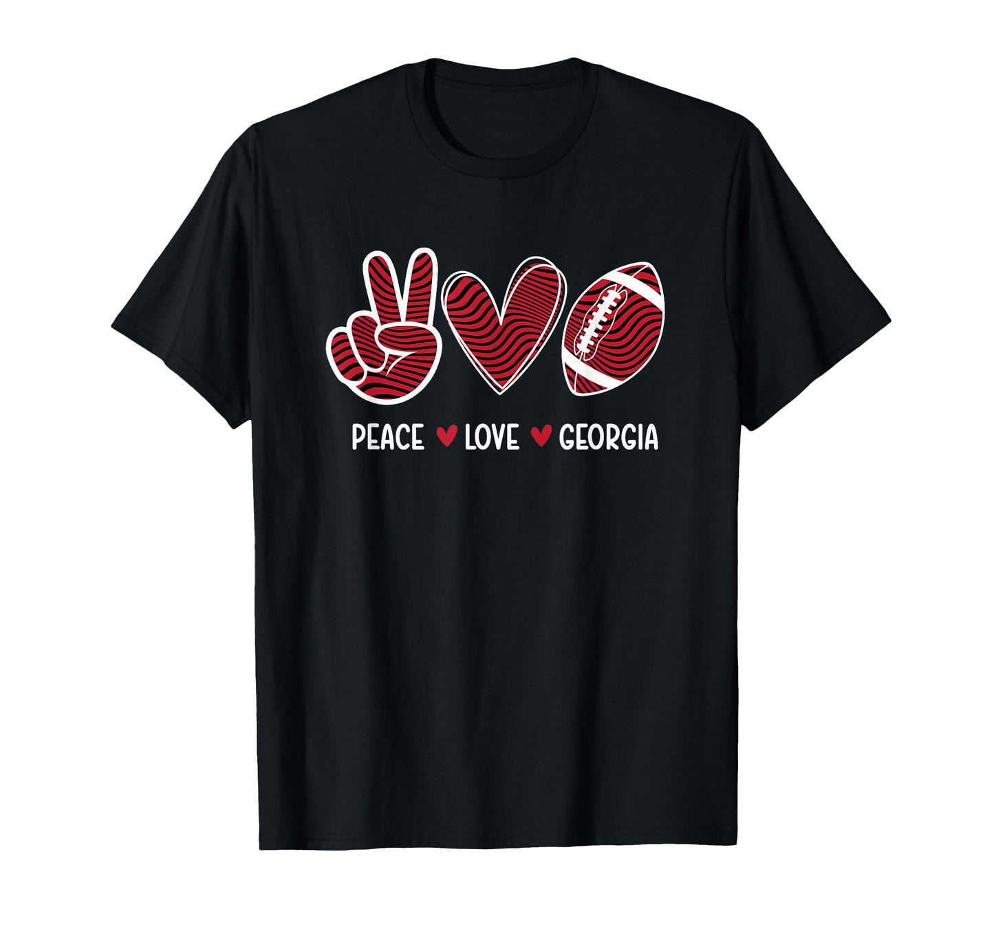 Peace Love Georgia - Georgia Football Lover Game Day T-Shirt