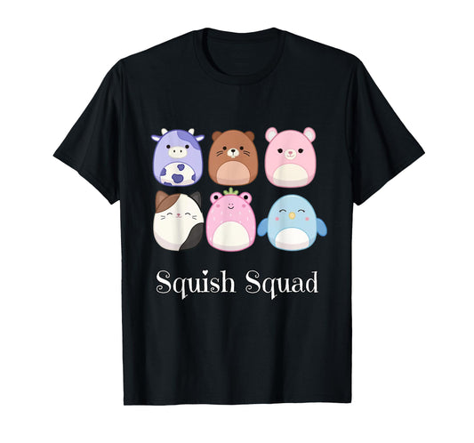 Squish Mallow Squad! Cow, Cat, Bird Stuffed Animal Plush Toy T-Shirt