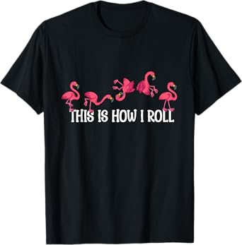 Flamingo Lover Kids How I Roll Funny Pink Flamingo T-Shirt