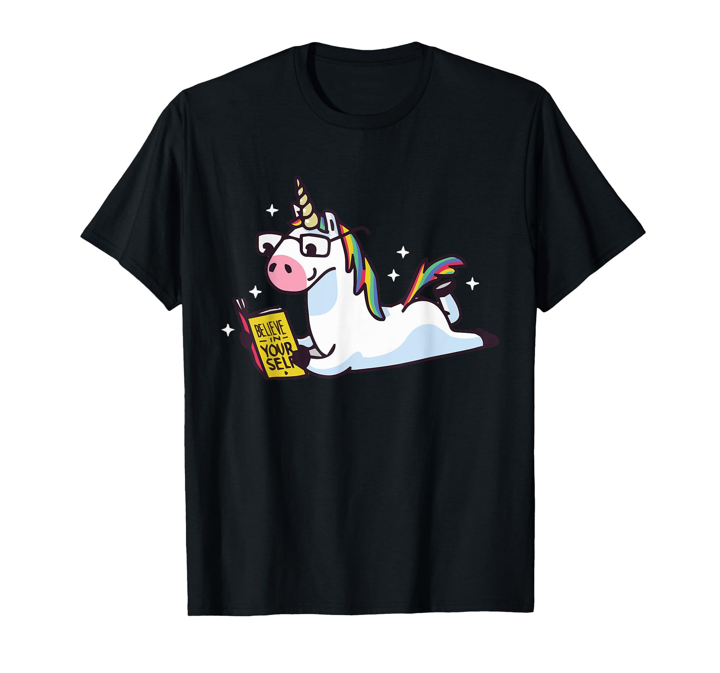 Unicorn Reading Believe in Yourself Motivational T-Shirt T-Shirt