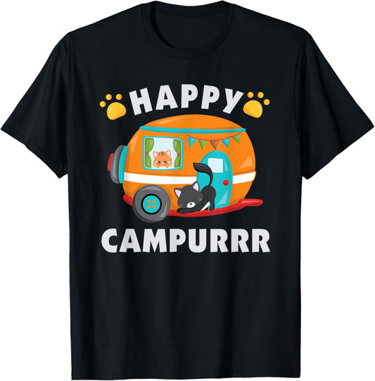 Funny Camping With Cats Kitty Fisherman Camper Gift T-Shirt