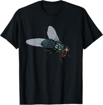 CRUDO Fly Common House Fly Insect Unisex-Adults & Kids Black Cotton 60%, Polyester 40% Short Sleeve T-Shirt