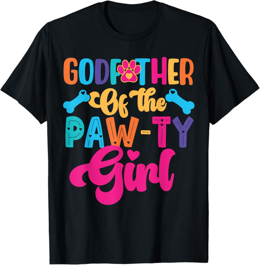 Godfather Of The Birthday Girl Dog Paw Family Matching Party T-Shirt