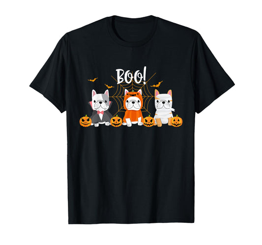 Happy Halloween Pug Dogs Cute French Bulldog Lover T-Shirt for Men Women Kids