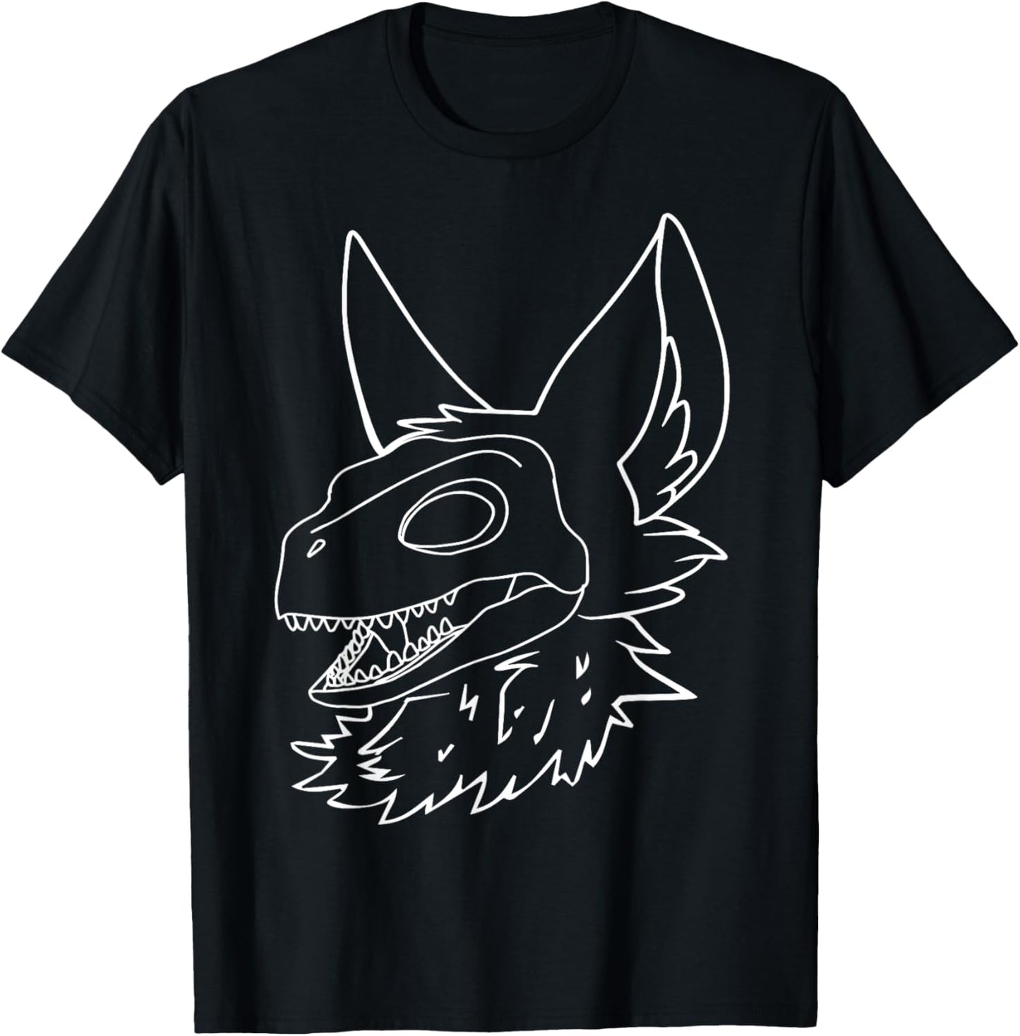 Dino head with ears Fursuit Furry Skull Dog Fursona drawing T-Shirt for Men Women