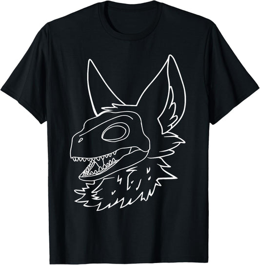 Dino head with ears Fursuit Furry Skull Dog Fursona drawing T-Shirt for Men Women