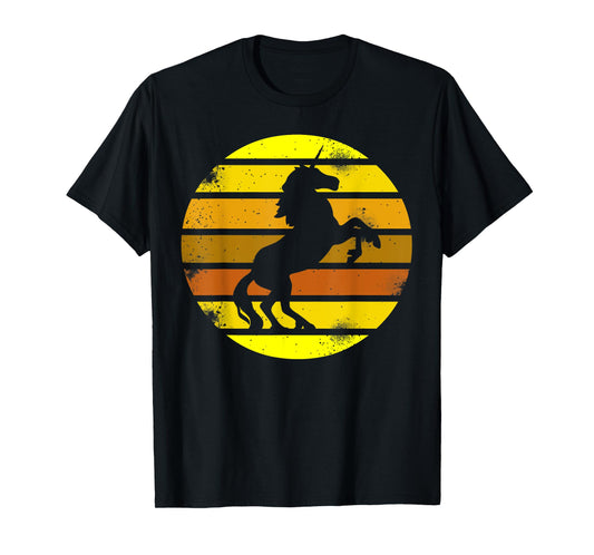 Retro Style T-Shirt Unicorn Silhouette Vintage T-Shirt