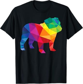 English Bulldog Gay Pride LGBT Rainbow Flag T shirt LGBTQ Men Women Kids T-Shirt