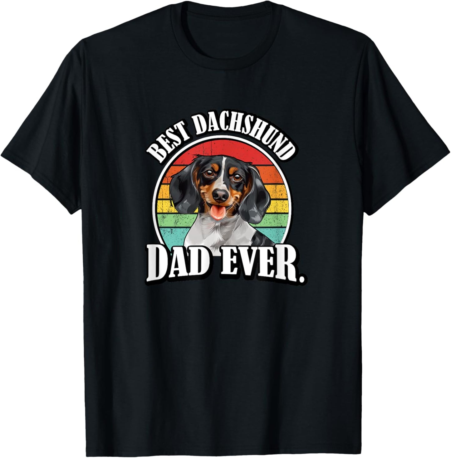 Funny Retro Vintage Best Dad Piebald Dachshund Lover T-Shirt