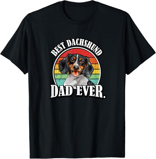 Funny Retro Vintage Best Dad Piebald Dachshund Lover T-Shirt