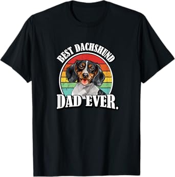 Funny Retro Vintage Best Dad Piebald Dachshund Lover T-Shirt