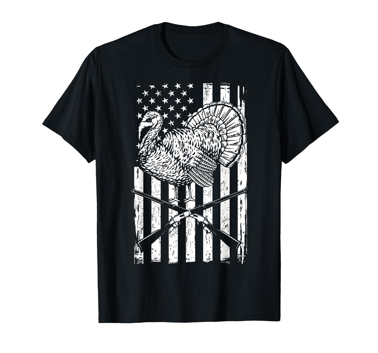 Turkey Hunting American Flag Independence Day T-Shirt for Women Men