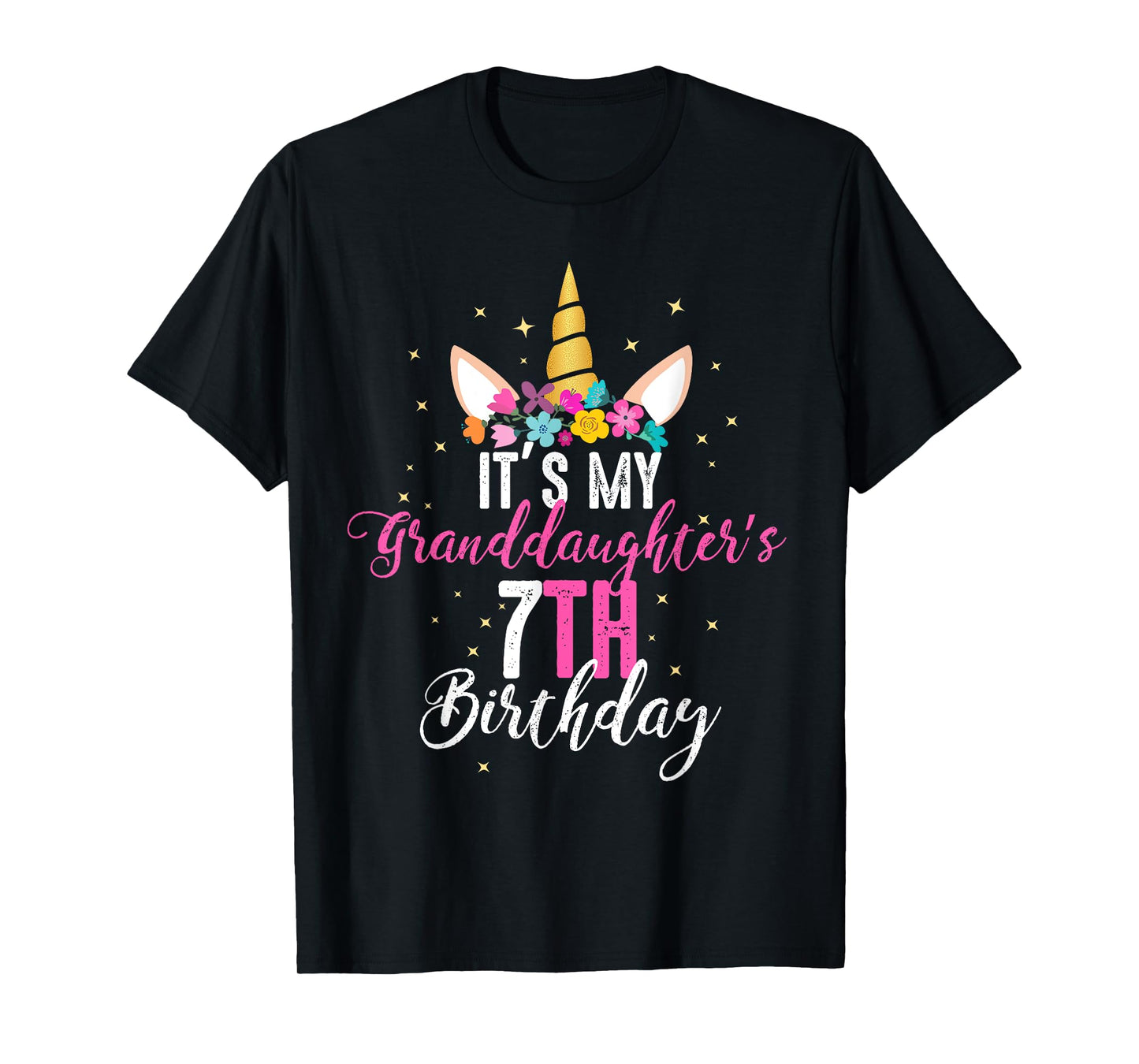 Its My Granddaughters 7th Birthay Girl Unicorn Birthday T-Shirt