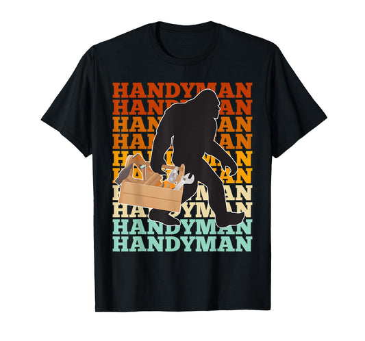 Handyman Bigfoot Retro Tools Toolbox Yeti Sasquatch T-Shirt