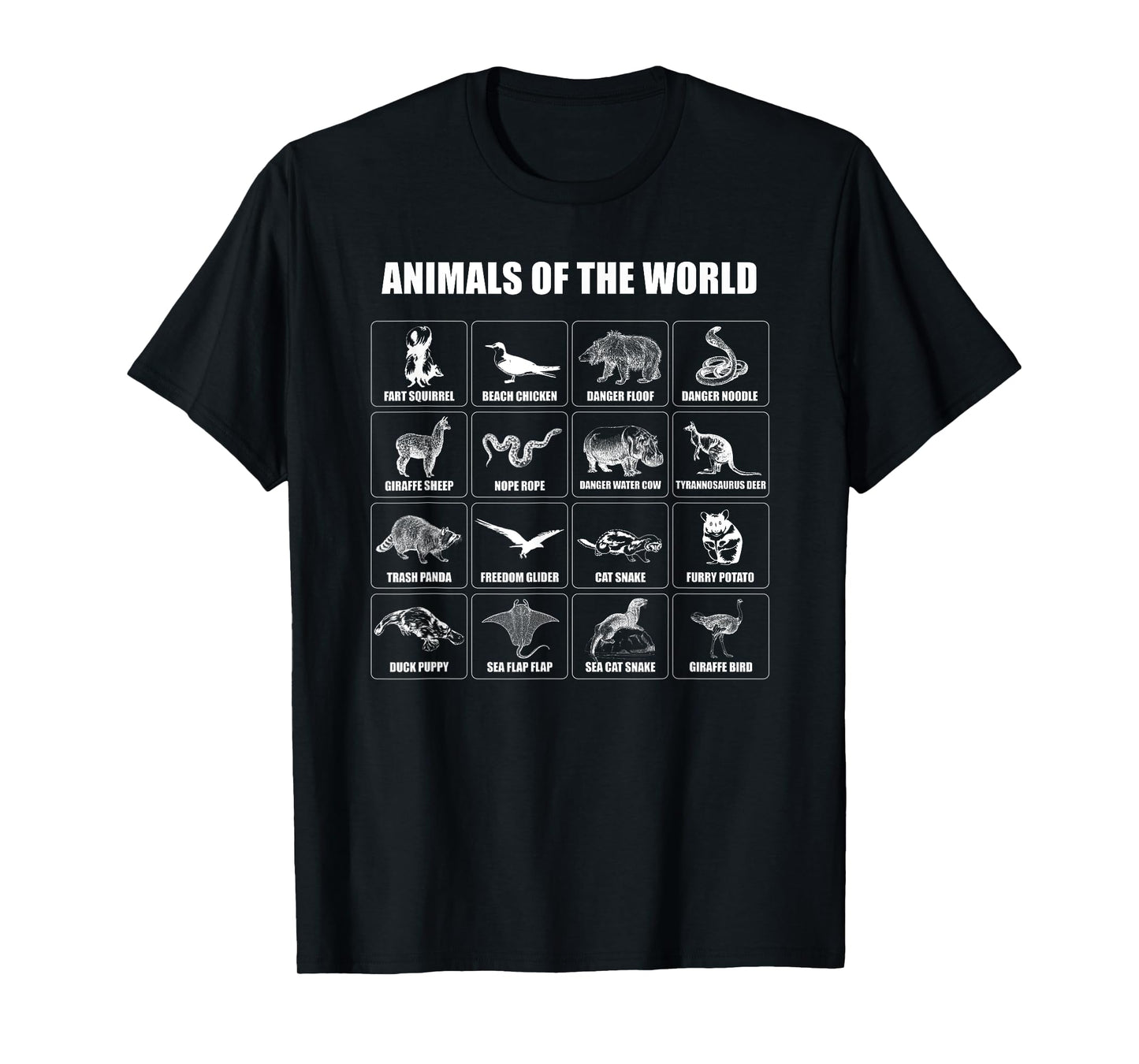 Animals Of The World T Shirt Funny Men Women Boys Girls T-Shirt