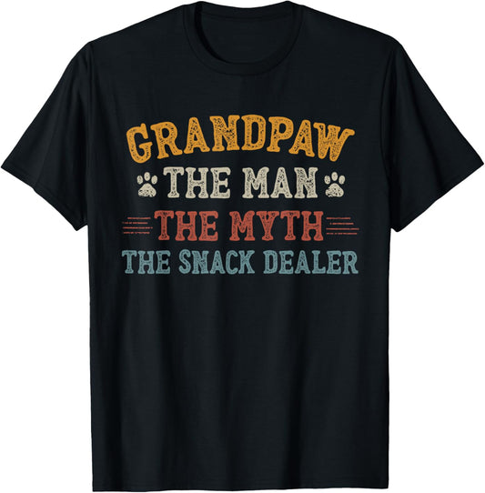 Grandpaw The Myth The Snack Dealer Fathers Day Dog Grandpa T-Shirt