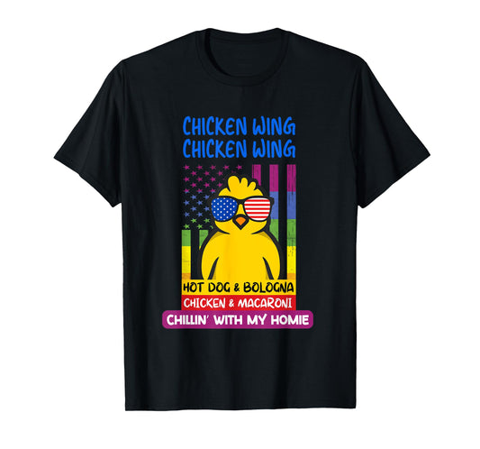 Cooked Chicken Wing Chicken Wing Hot Dog Bologna Macaroni T-Shirt for Men Women Girls Kids