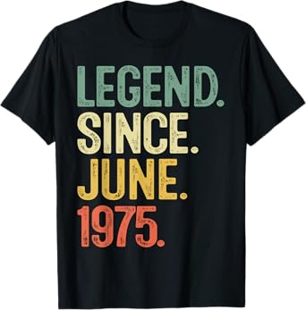 50 Years Old Gifts Legend Since June 1975 50th Birthday Men T-Shirt
