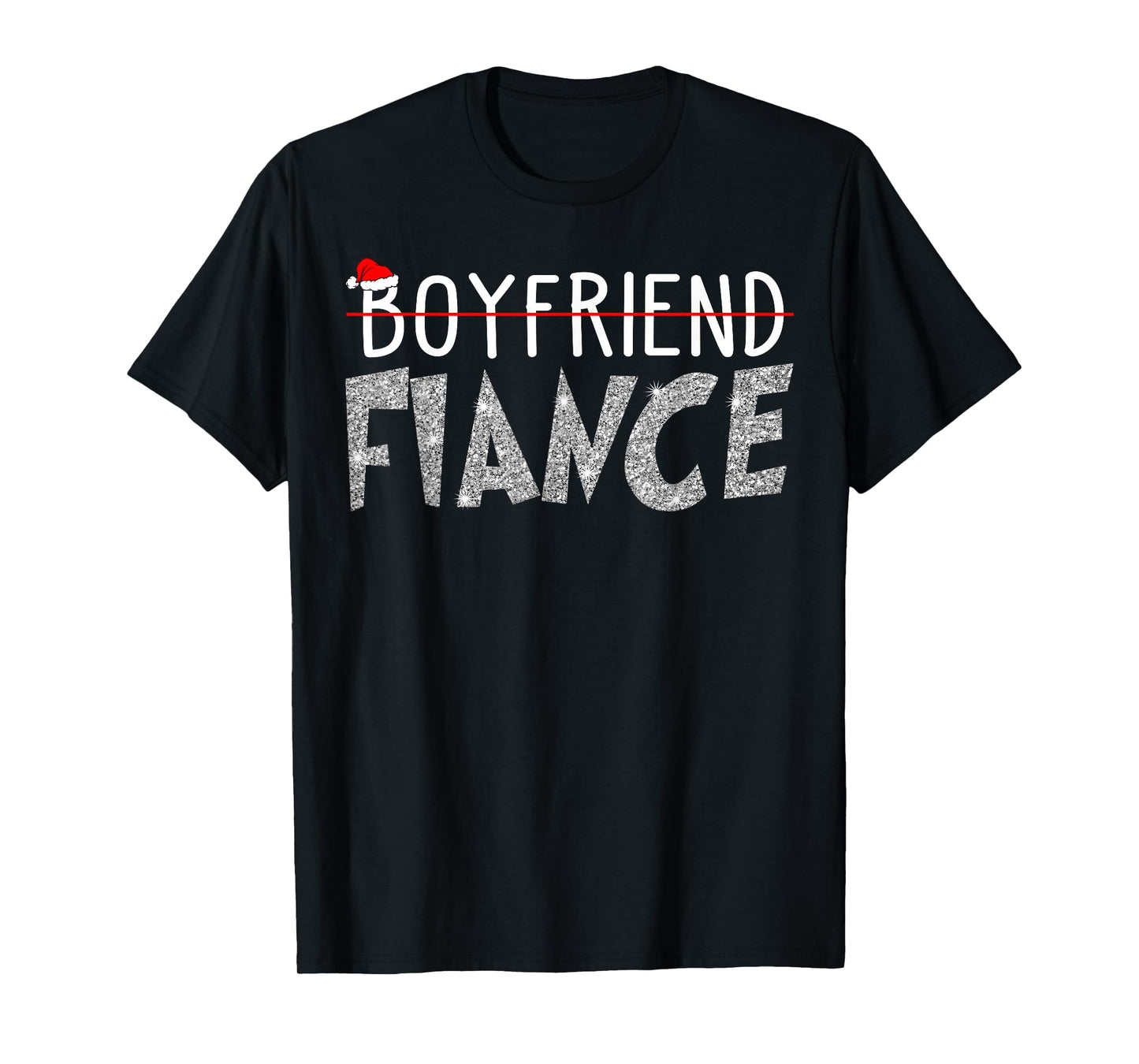Fiance Fiancee Christmas Pajamas Engaged Couples Matching T-Shirt
