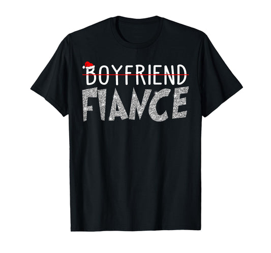 Fiance Fiancee Christmas Pajamas Engaged Couples Matching T-Shirt