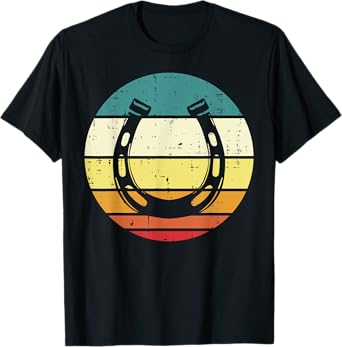 Horseshoe Sunset Retro Horse Horseback Riding Equestrian T-Shirt